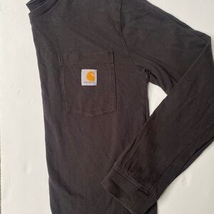 Carhartt Black Crewneck Long Sleeve Tee with Interior Logo Print